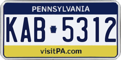 PA license plate KAB5312