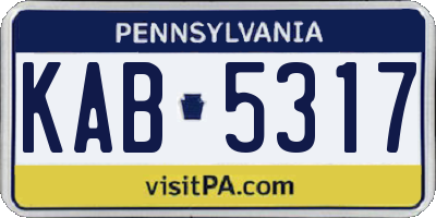 PA license plate KAB5317
