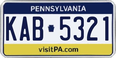 PA license plate KAB5321