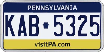 PA license plate KAB5325
