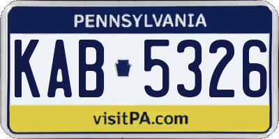 PA license plate KAB5326