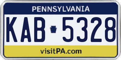PA license plate KAB5328