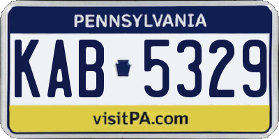 PA license plate KAB5329