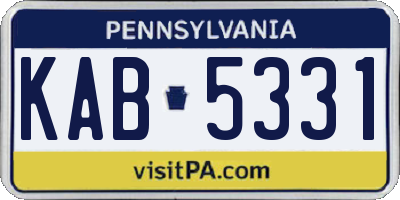 PA license plate KAB5331