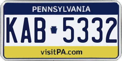 PA license plate KAB5332