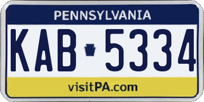 PA license plate KAB5334