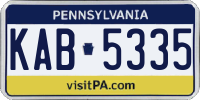 PA license plate KAB5335