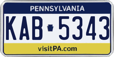 PA license plate KAB5343