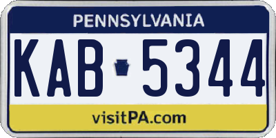PA license plate KAB5344