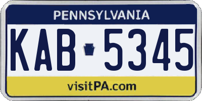 PA license plate KAB5345