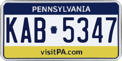 PA license plate KAB5347