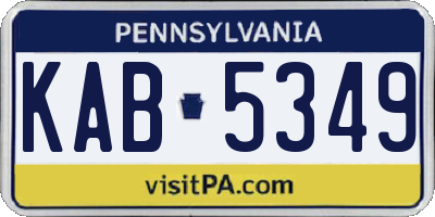 PA license plate KAB5349