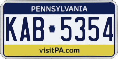 PA license plate KAB5354
