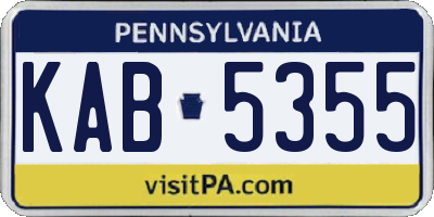 PA license plate KAB5355