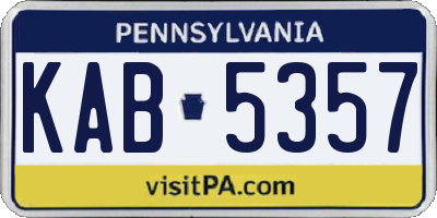 PA license plate KAB5357