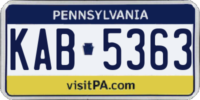 PA license plate KAB5363