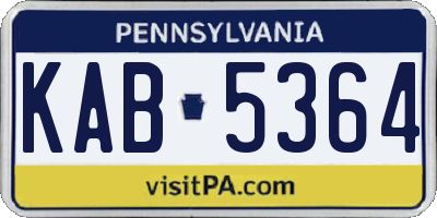 PA license plate KAB5364