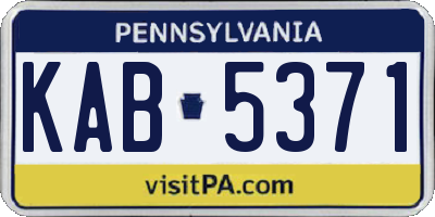 PA license plate KAB5371
