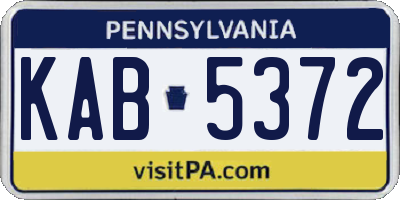 PA license plate KAB5372