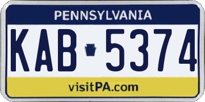 PA license plate KAB5374