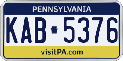 PA license plate KAB5376