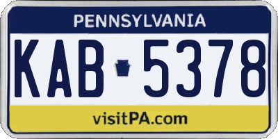 PA license plate KAB5378