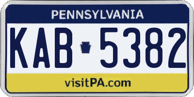 PA license plate KAB5382