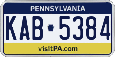 PA license plate KAB5384