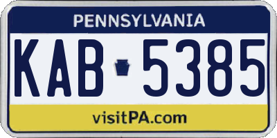 PA license plate KAB5385