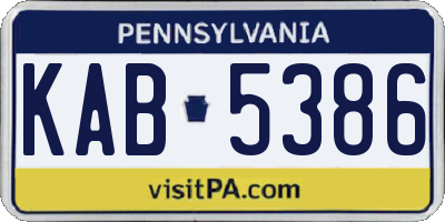 PA license plate KAB5386