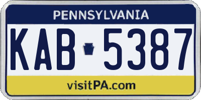 PA license plate KAB5387