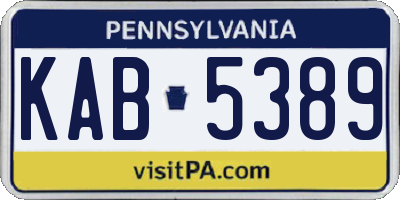 PA license plate KAB5389