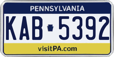 PA license plate KAB5392