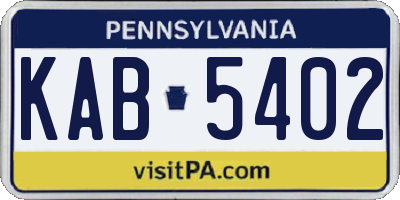 PA license plate KAB5402