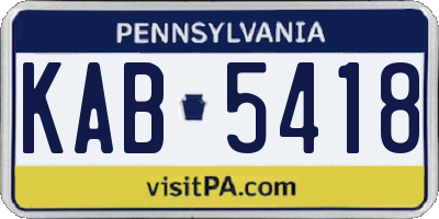 PA license plate KAB5418