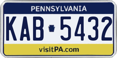 PA license plate KAB5432