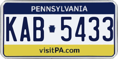 PA license plate KAB5433