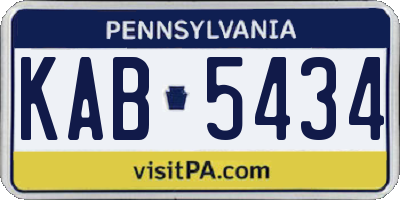 PA license plate KAB5434