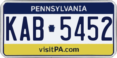 PA license plate KAB5452