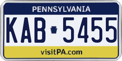 PA license plate KAB5455