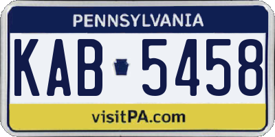 PA license plate KAB5458