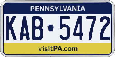 PA license plate KAB5472