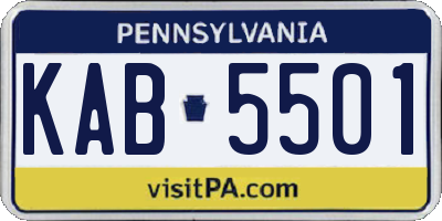PA license plate KAB5501