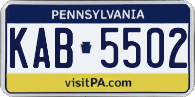PA license plate KAB5502