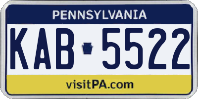 PA license plate KAB5522