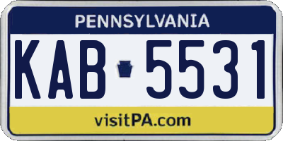 PA license plate KAB5531