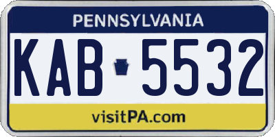 PA license plate KAB5532