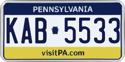 PA license plate KAB5533
