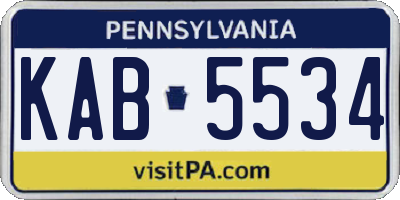 PA license plate KAB5534