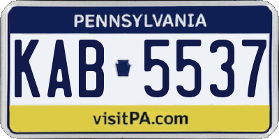 PA license plate KAB5537